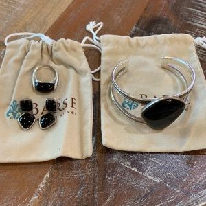 Barse sterling silver onyx bracelet/ring/earrings